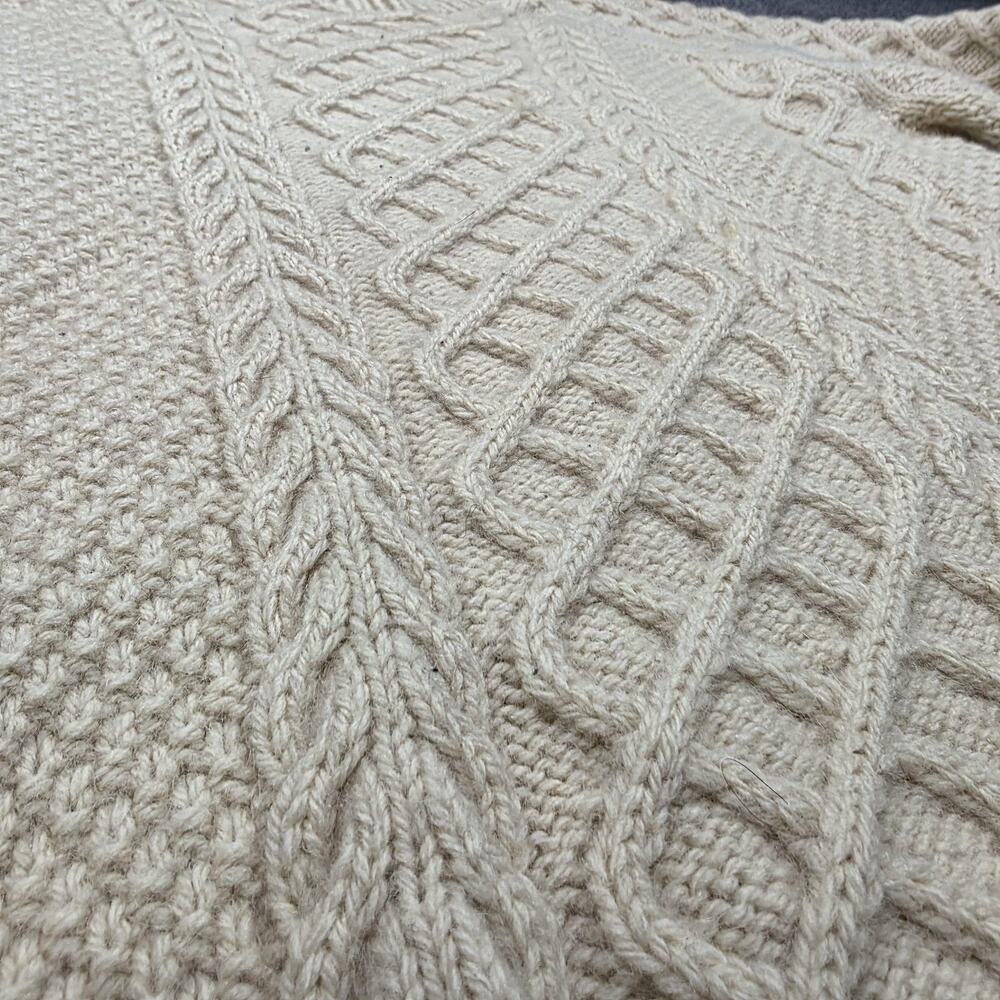 Vintage Aran Fisherman Sweater Womens Medium Cream Cable Knit Hand Knit Wool - Picture 11 of 16